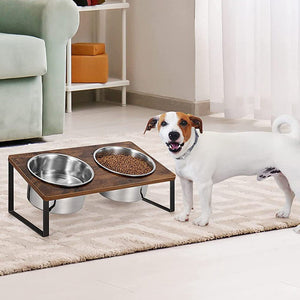 Enhance Your Pet's Dining Experience with the Wood Iron Pet Feeding Rack
