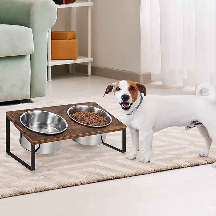 Enhance Your Pet's Dining Experience with the Wood Iron Pet Feeding Rack